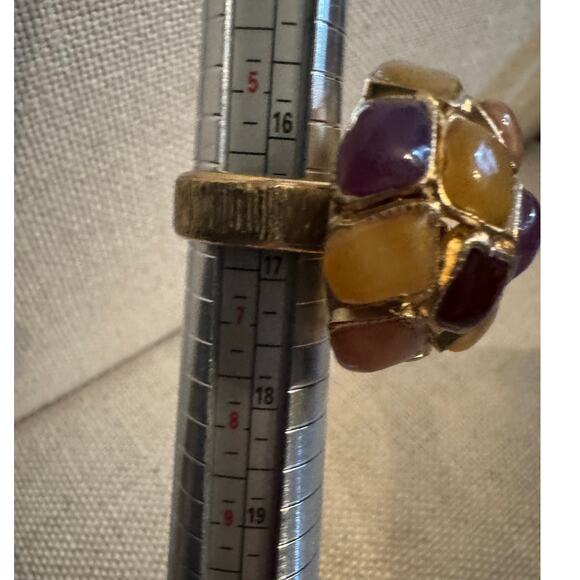 Chanel Purple Pink Yellow Gripoix Ring CGHW 07A 6.5 Authentic CoA - Picture 5 of 6